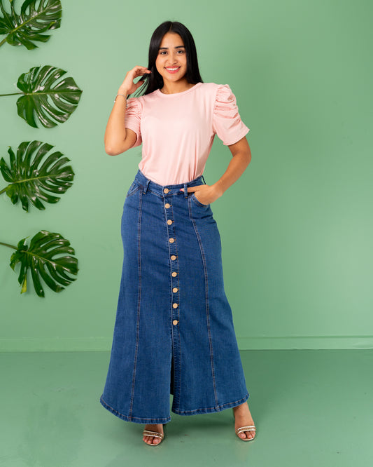 BLUSA MANGA BOMBACHA TELA PIEL DE DURAZNO