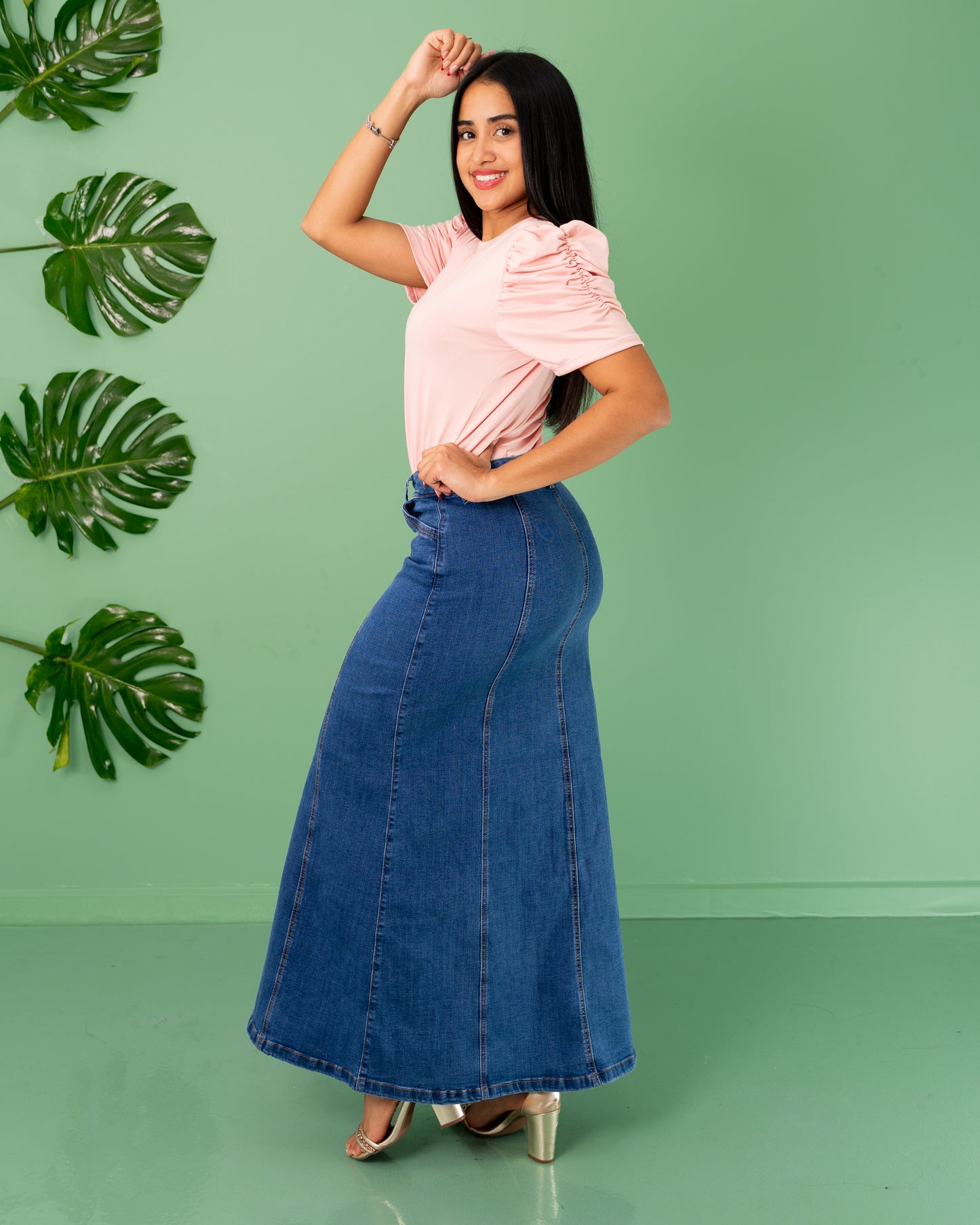 BLUSA MANGA BOMBACHA TELA PIEL DE DURAZNO