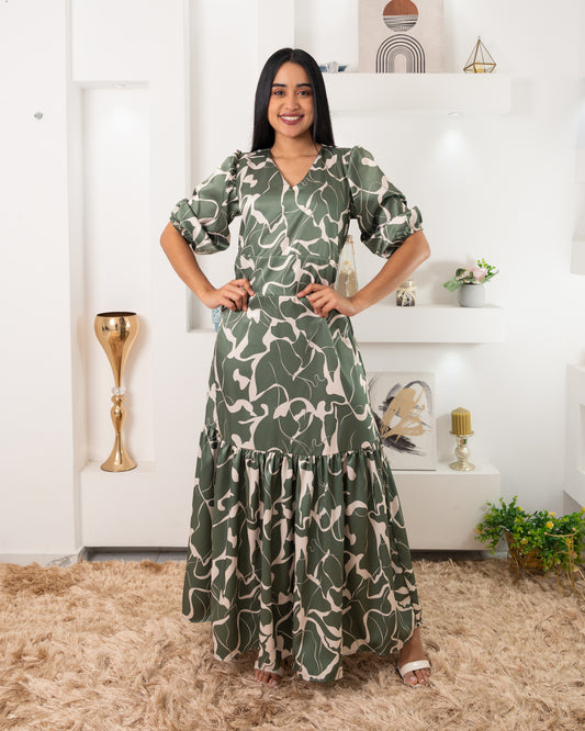 VESTIDO ESTAMPADO TELA SATIN SUBLIMADO