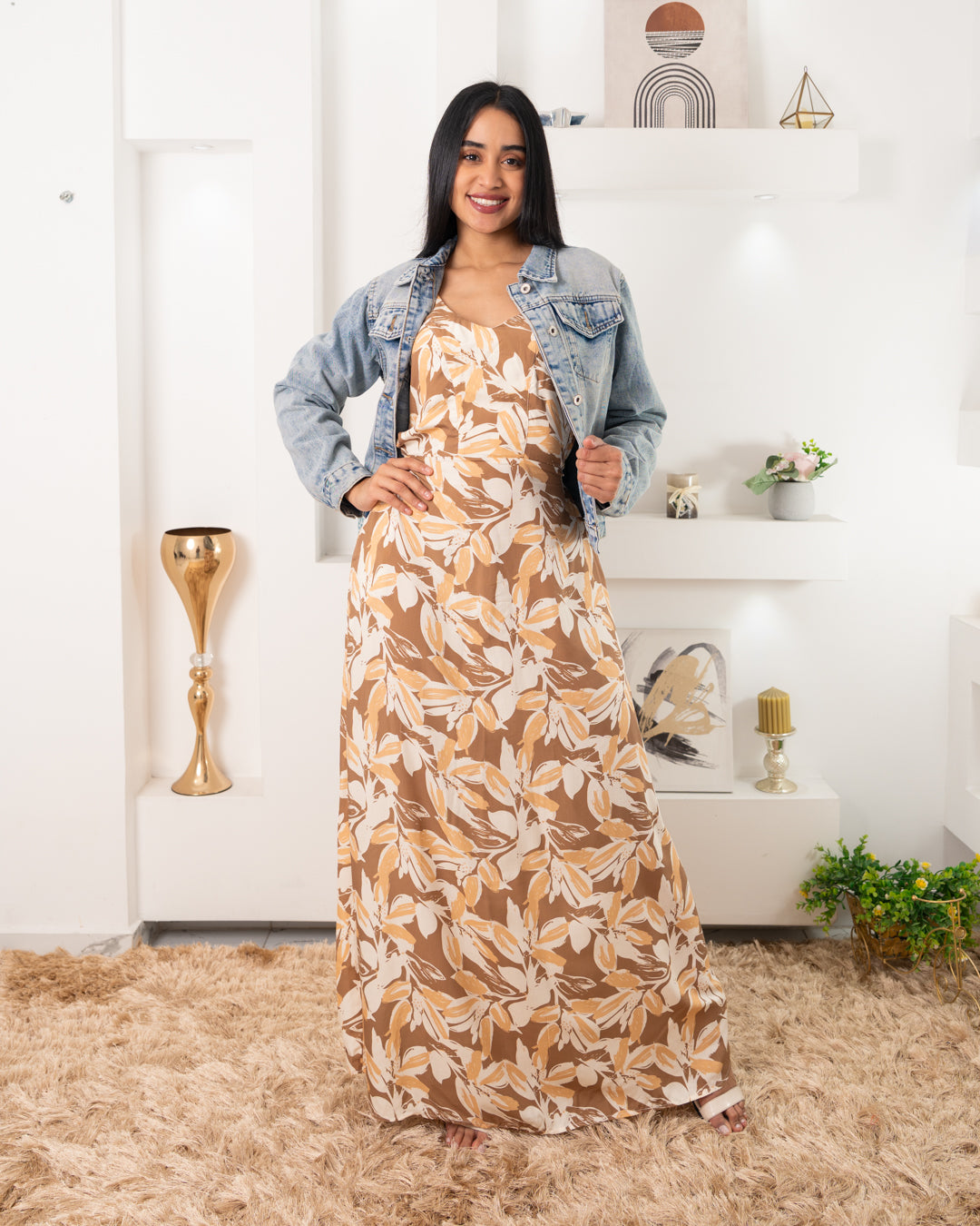 VESTIDO LARGO TELA CHALIS ESTAMPADO
