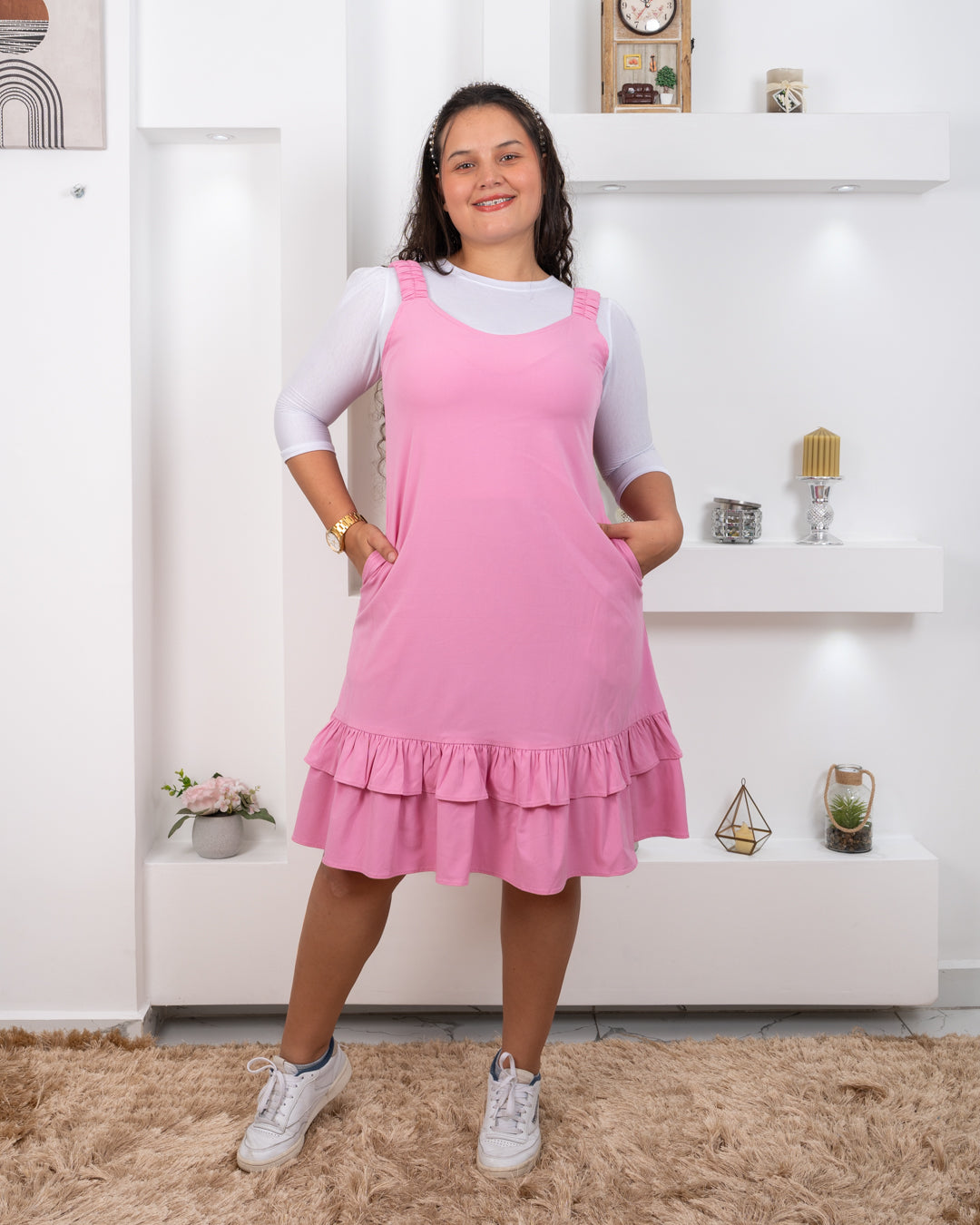 VESTIDO 3/4 TIRAS CON BOLERO ABAJO