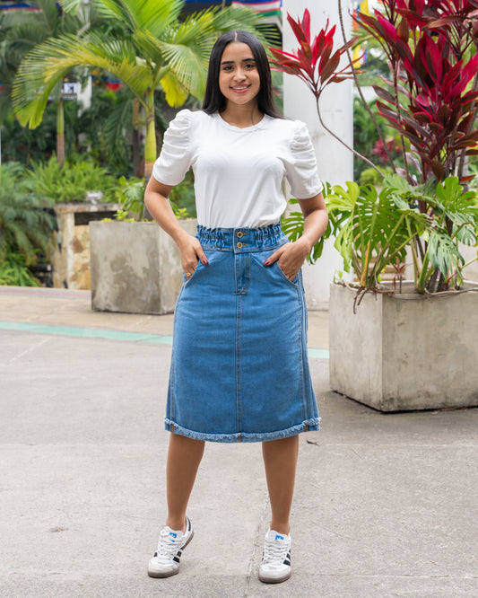 FALDA JEANS 3/4 ENRESORTADA LINEA TELA RIGIDA