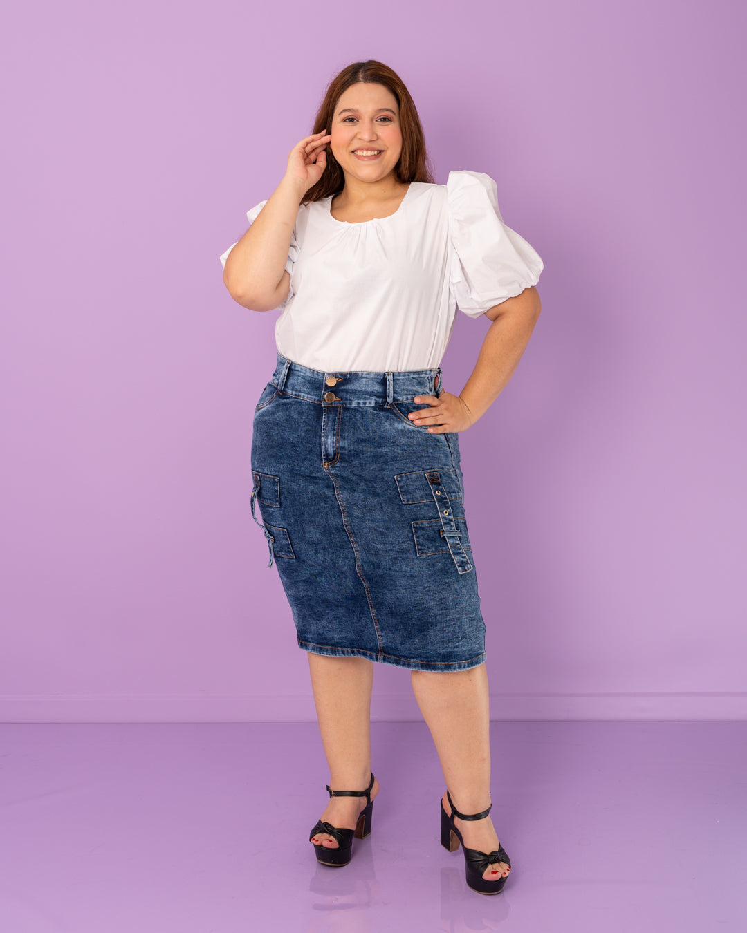 FALDA JEAN 3/4 PLUS