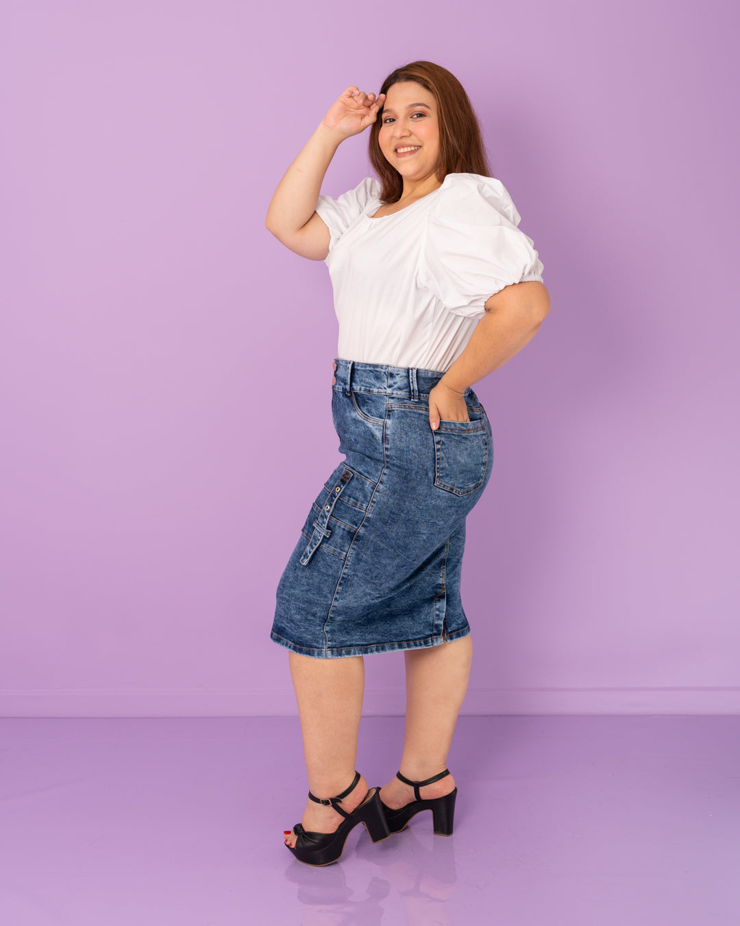 FALDA JEAN 3/4 PLUS