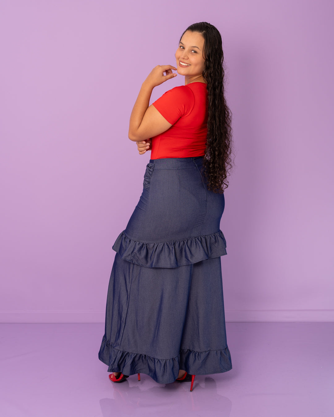 FALDA CHAMBRAY LARGA BOLEROS MOÑO