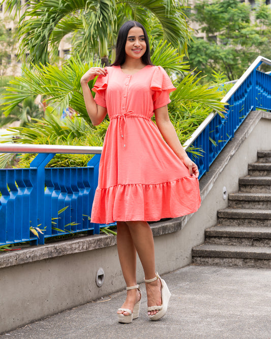 VESTIDO ROTONDO 3/4 MANGA CAMPANA