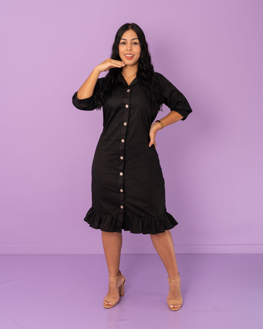 VESTIDO 3/4 CAMISERO BOLERO TELA POPELINA