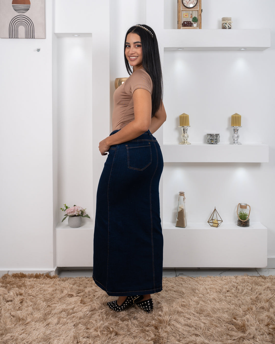 FALDA JEAN LARGA BOTONES