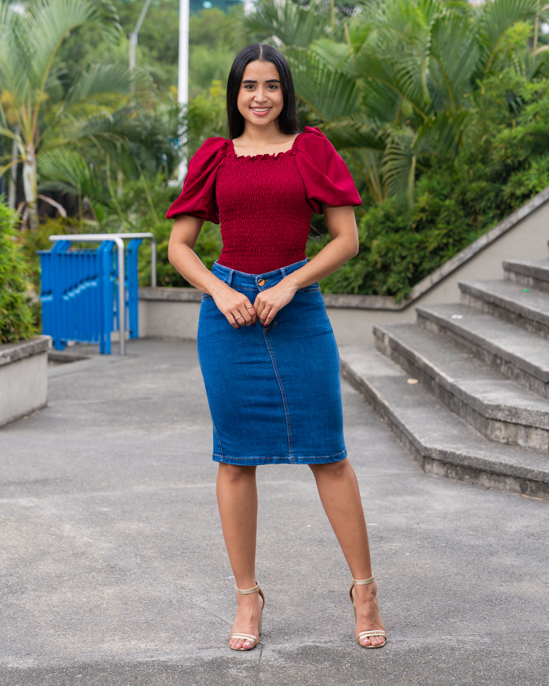 BLUSA ENRESORTADA MANGA BOMBACHA TELA POPELINA