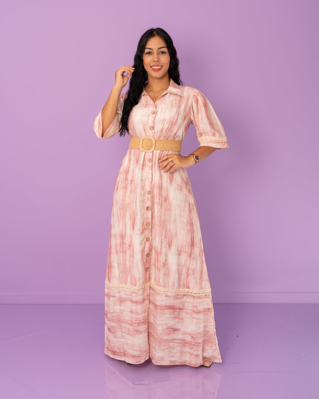 VESTIDO LARGO CAMISERO ESTAMPADO