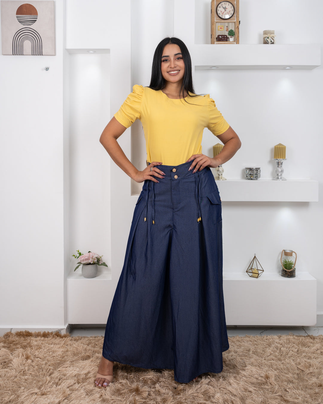FALDA LARGA CHAMBRAY BOLSILLO A LOS LADOS