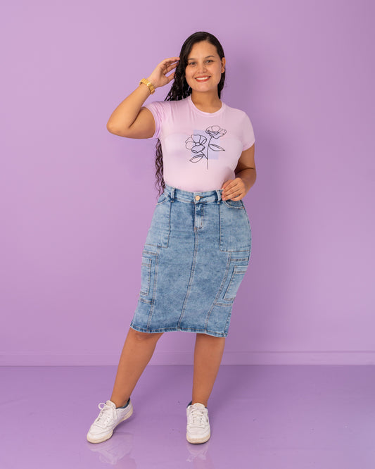 FALDA JEAN 3/4 BOLSILLO AL LADO