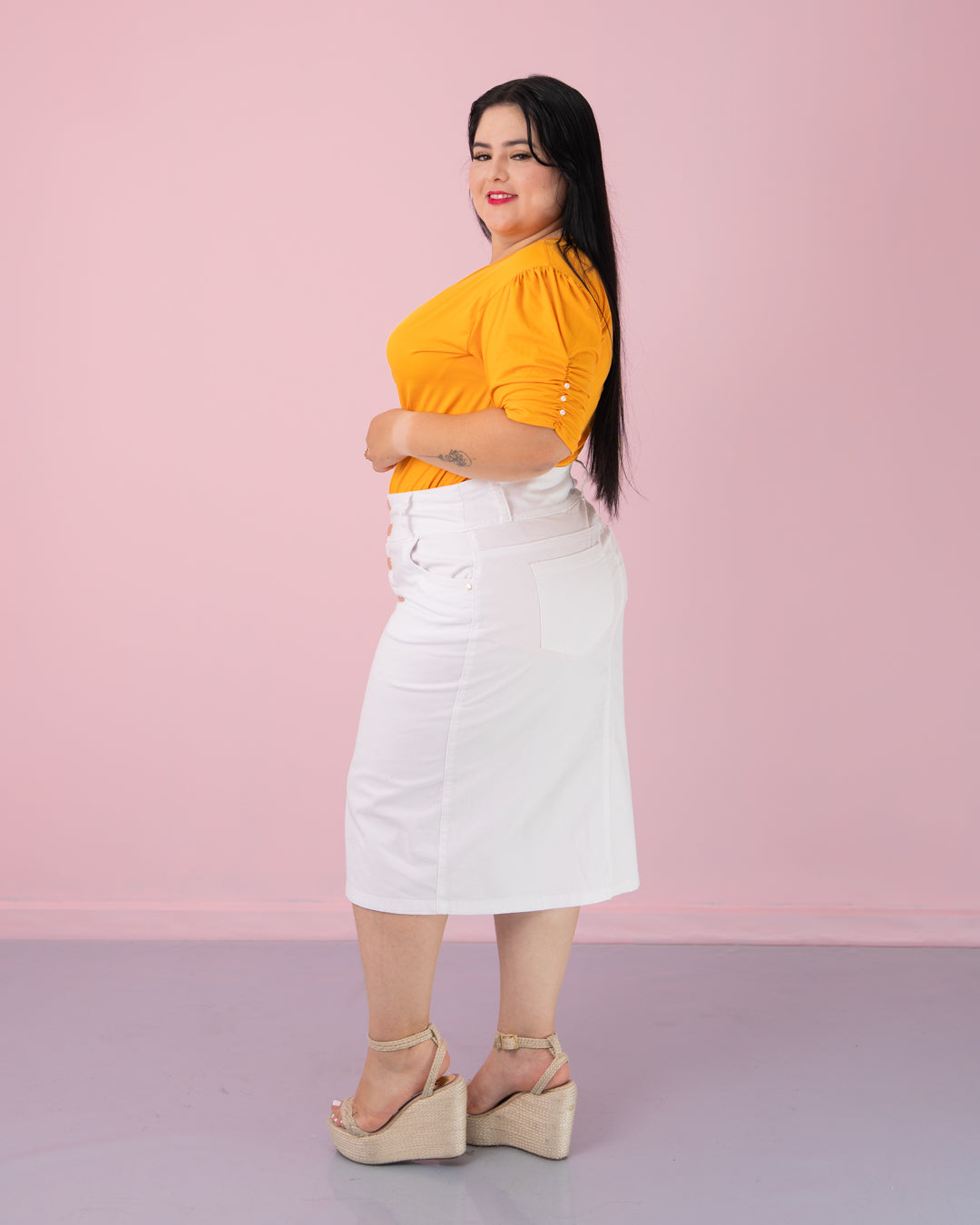 BLUSA MANGA 3/4 CORTE V EXTRA TELA PIEL DE DURAZNO