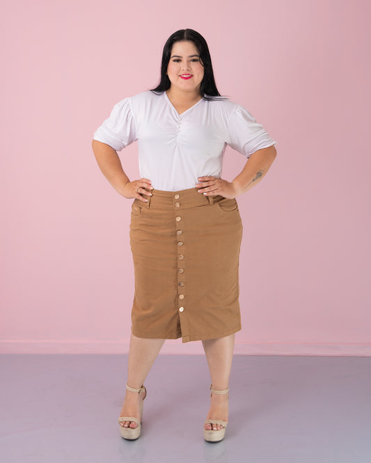BLUSA MANGA 3/4 CORTE V EXTRA TELA PIEL DE DURAZNO