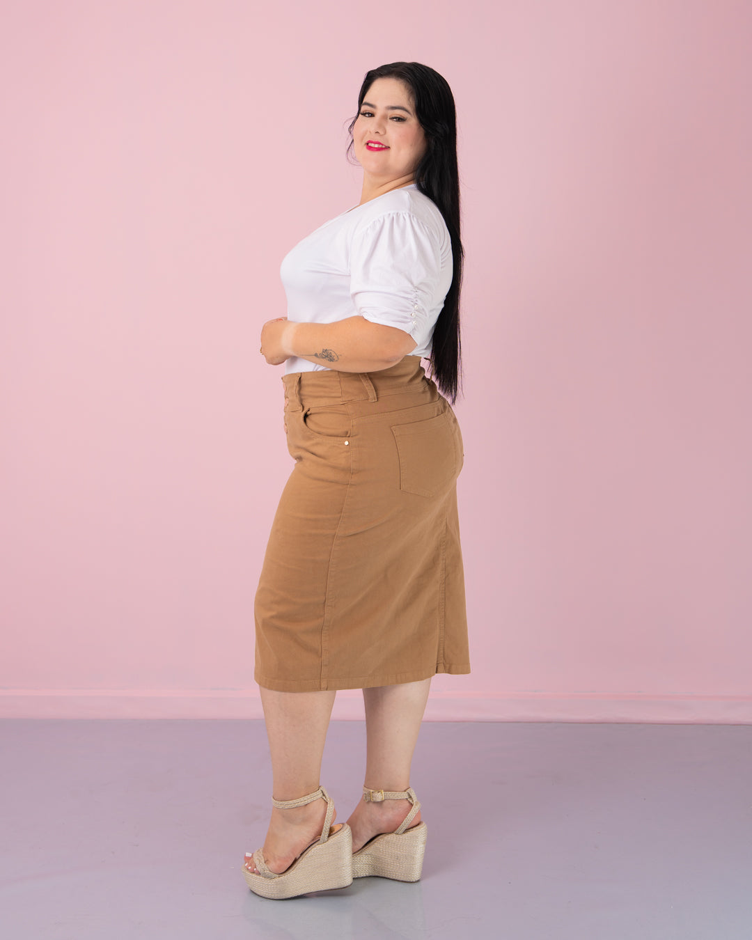 BLUSA MANGA 3/4 CORTE V EXTRA TELA PIEL DE DURAZNO