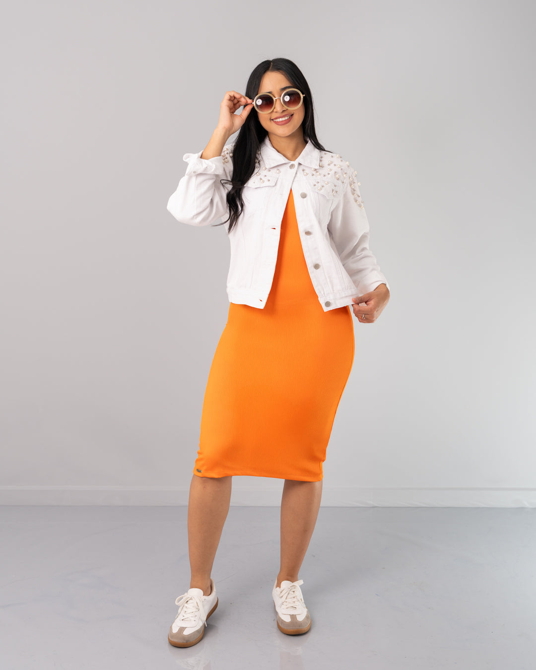 CHAQUETA JEAN BLANCA PERLAS HOMBROS