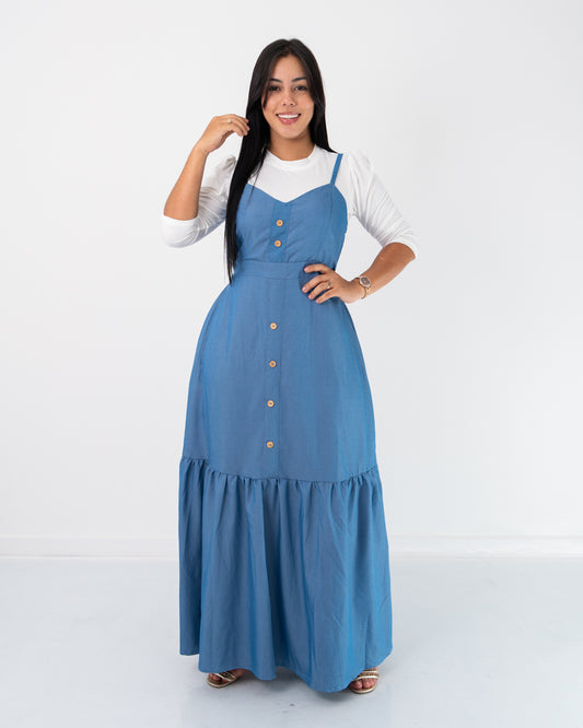 VESTIDO LARGO BOTONES ADELANTE