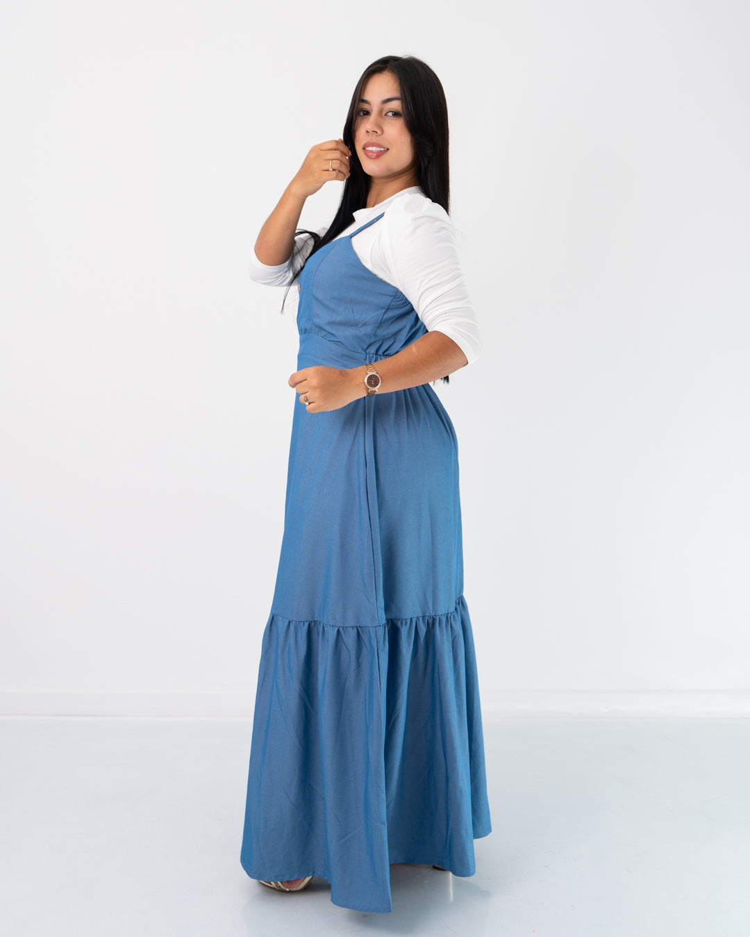 VESTIDO LARGO BOTONES ADELANTE