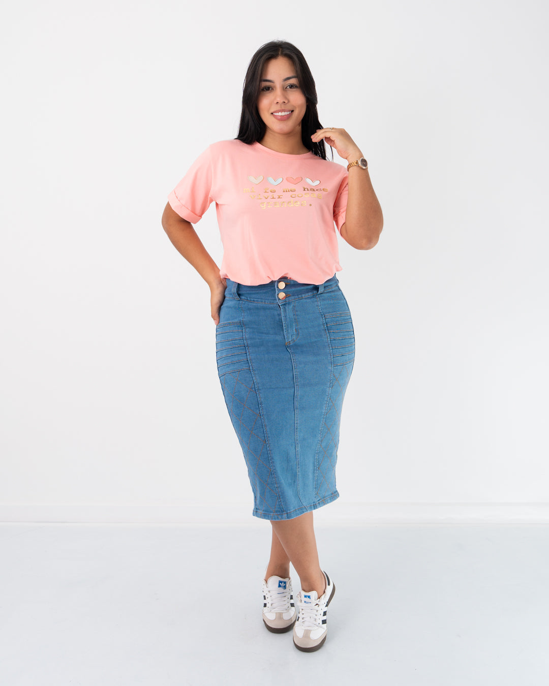 FALDA JEAN 3/4 CORTE ADELANTE