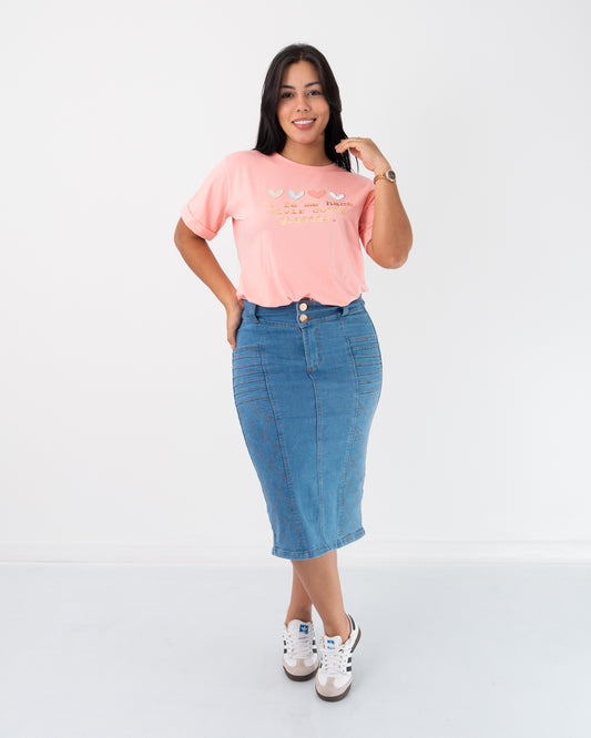 FALDA JEAN 3/4 CORTE ADELANTE