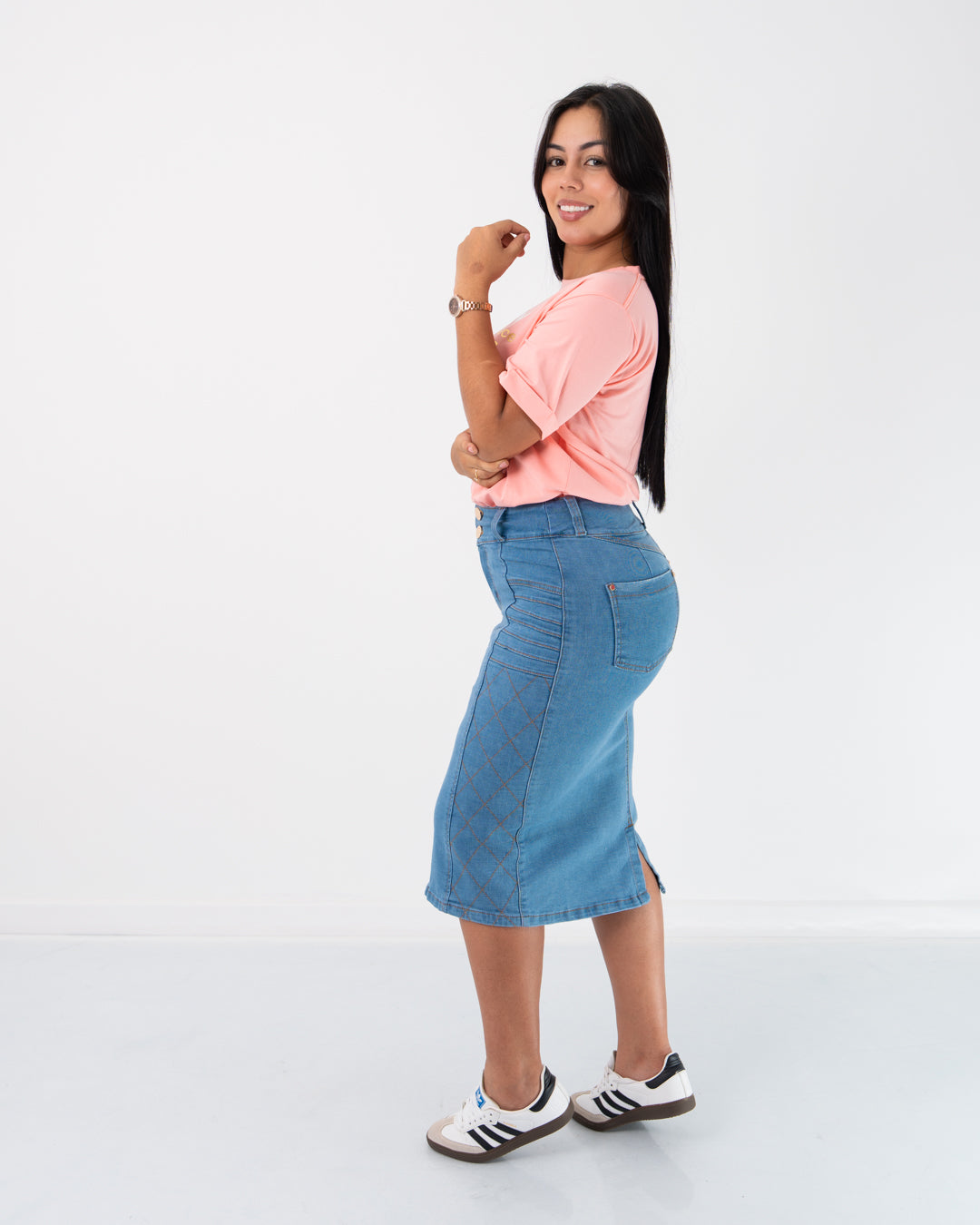 FALDA JEAN 3/4 CORTE ADELANTE
