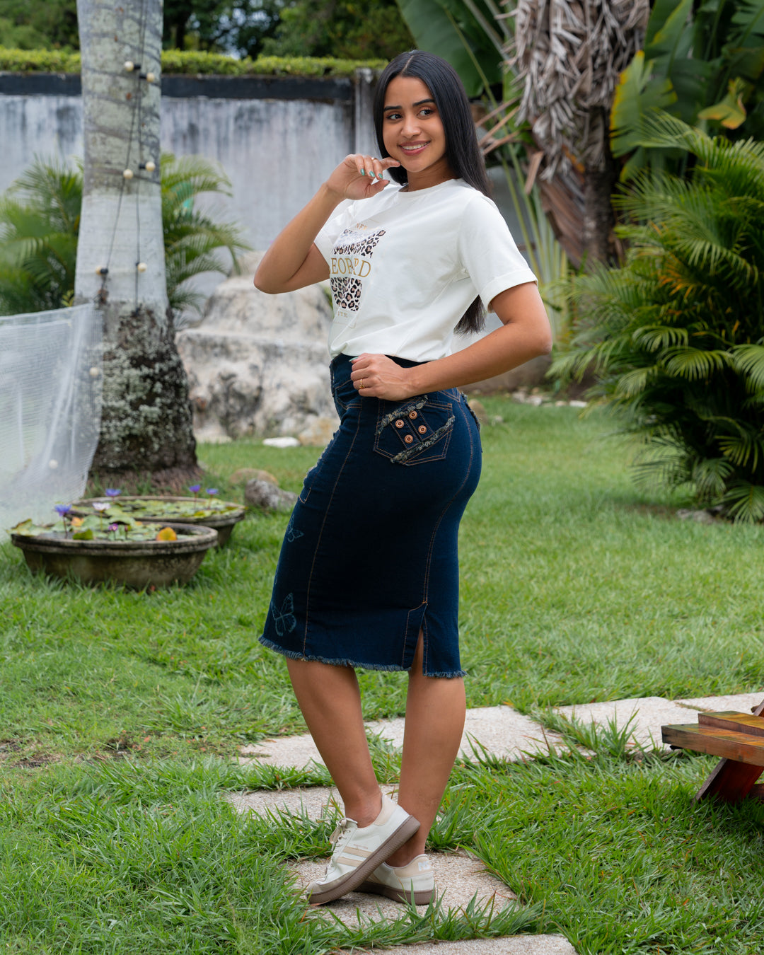 FALDA JEANS 3/4 ESTAMPADA MARIPOSA DESTROYER