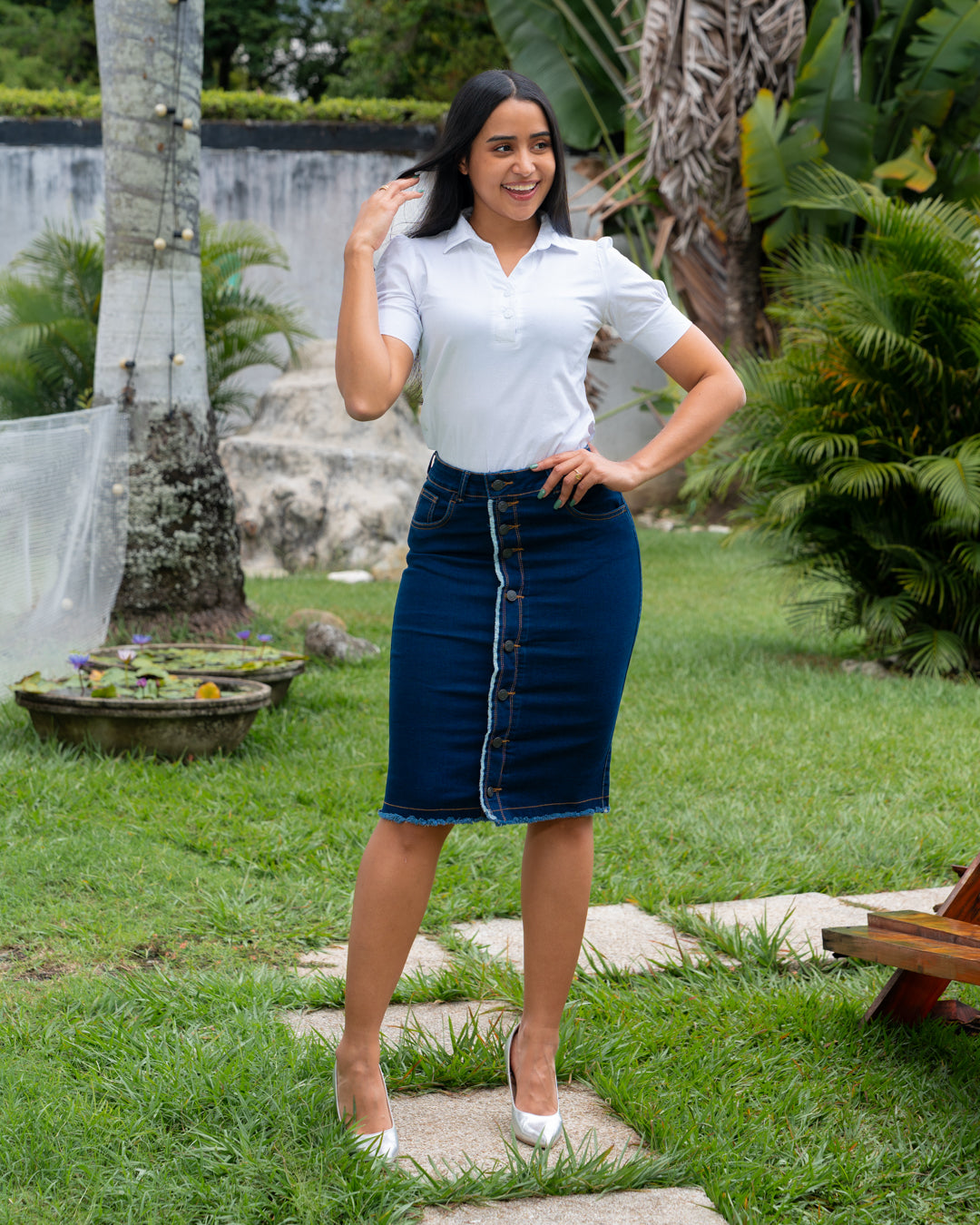 FALDA JEANS 3/4 BOTONES ADELANTE