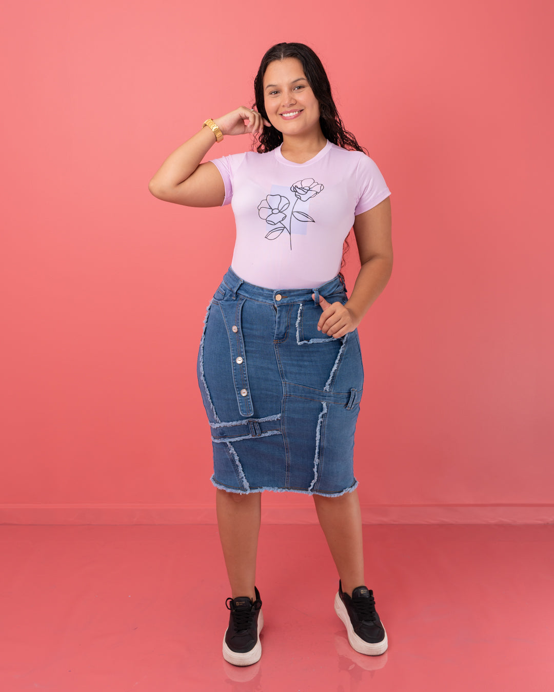 FALDA JEAN 3/4 CRUZADA