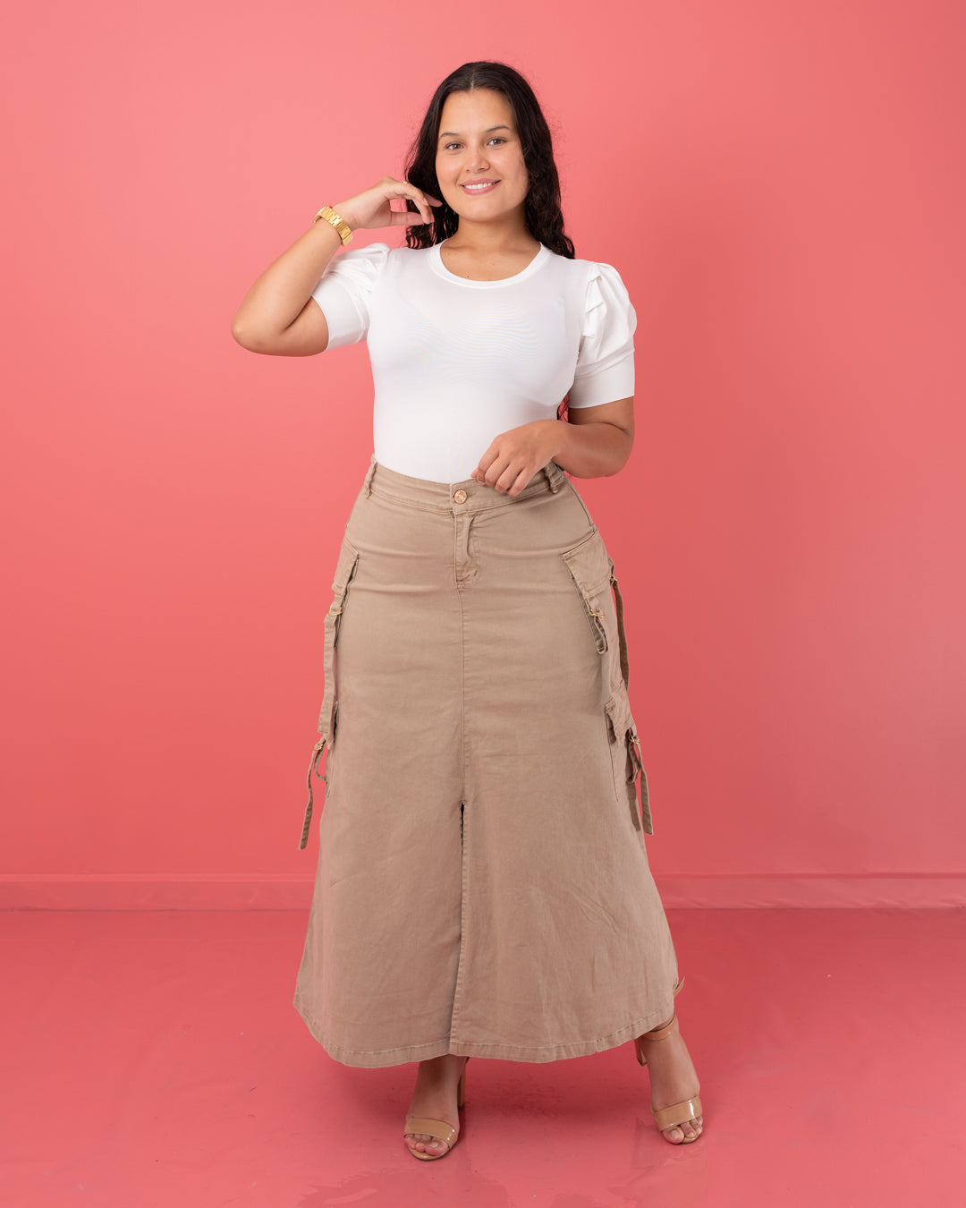 FALDA LARGA CAMUFLADA TELA DRILL