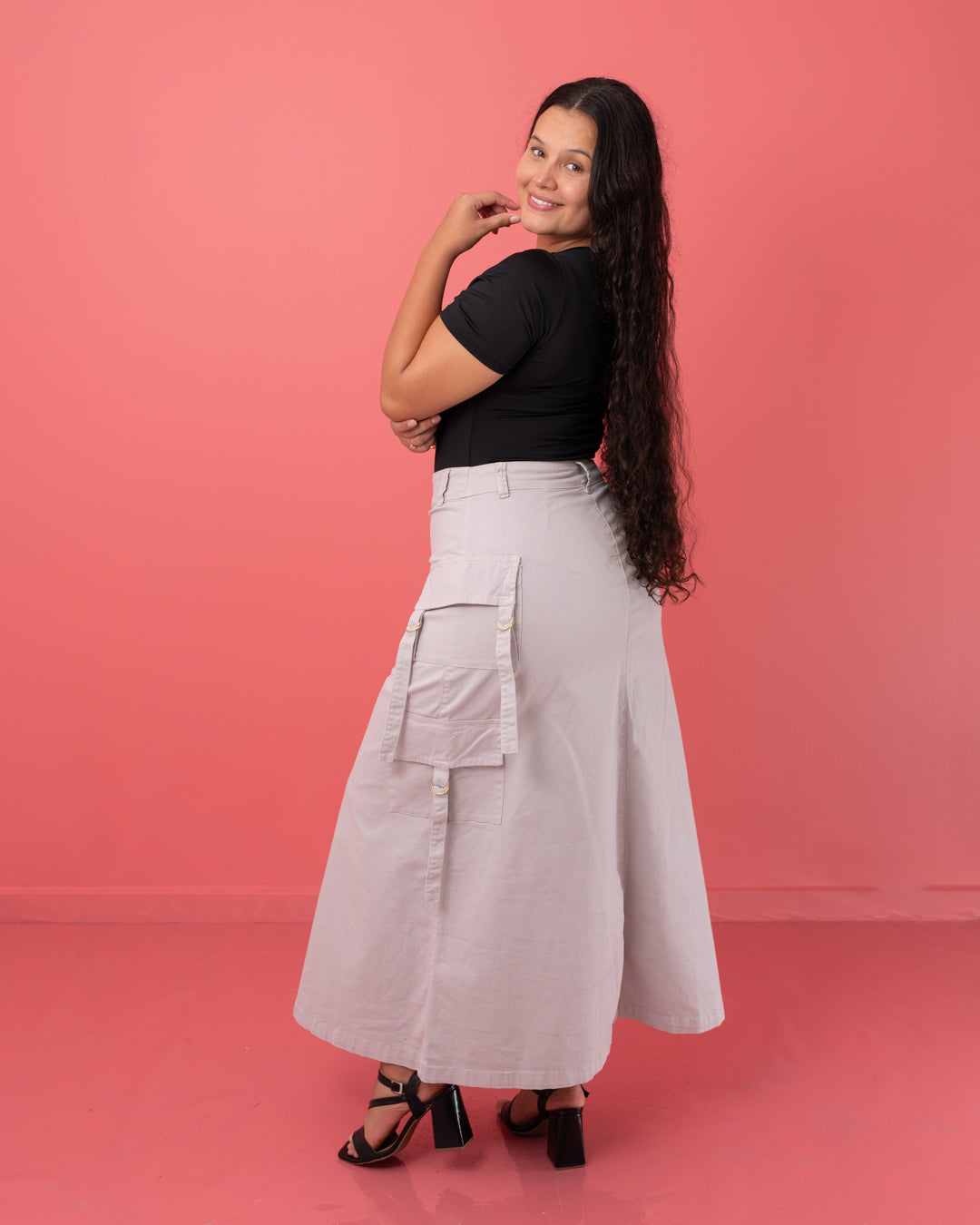 FALDA LARGA CAMUFLADA TELA DRILL