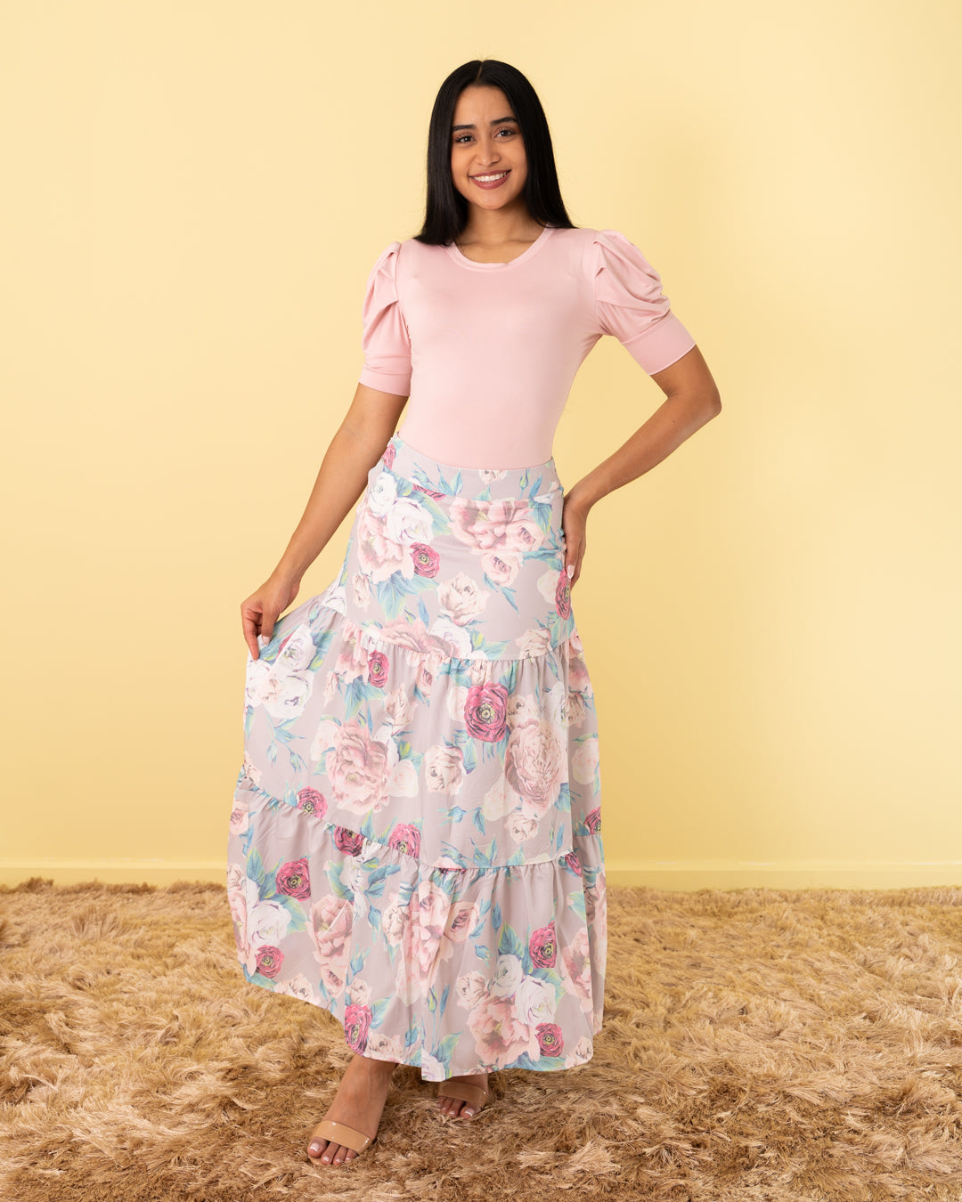 FALDA LARGA TELA CHALIS ESTAMPADA