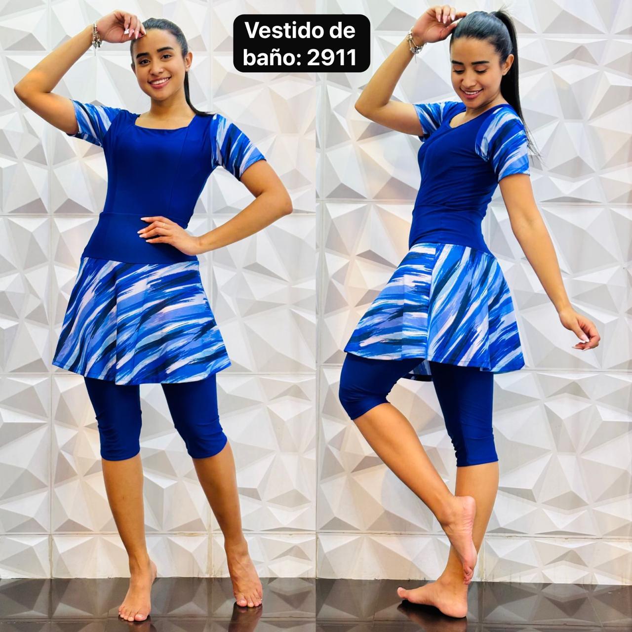 VESTIDO DE BAÑO FALDA LICRA CON BLUSA