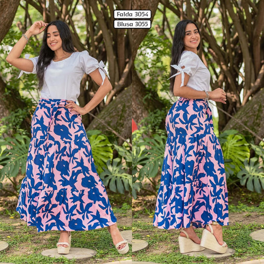 FALDA LARGA TELA CHALIS ESTAMPADA