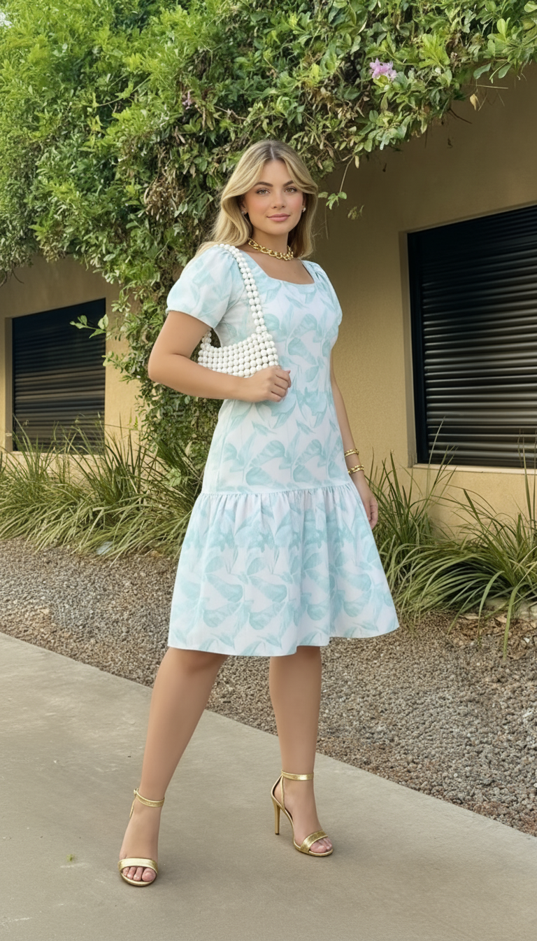 VESTIDO 3/4 ESTAMPADO TELA RAYON