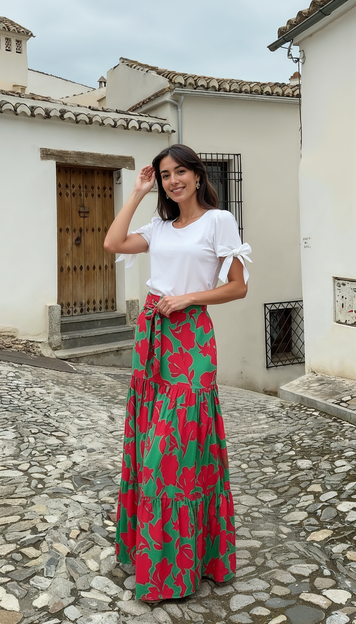 FALDA LARGA TELA CHALIS ESTAMPADA