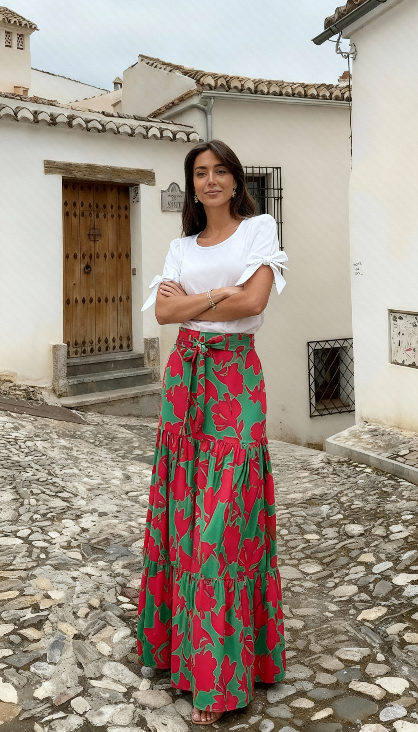 FALDA LARGA TELA CHALIS ESTAMPADA