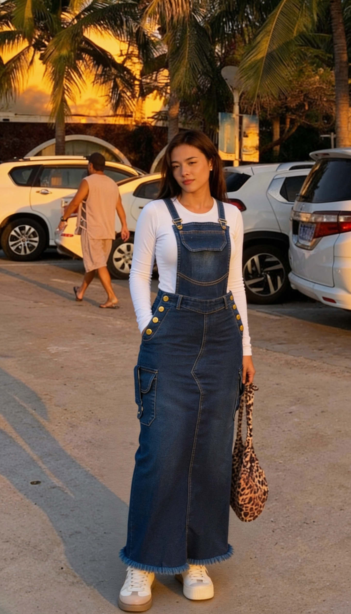 JARDINERA LARGA JEANS BOLSILLOS CAMUFLADA