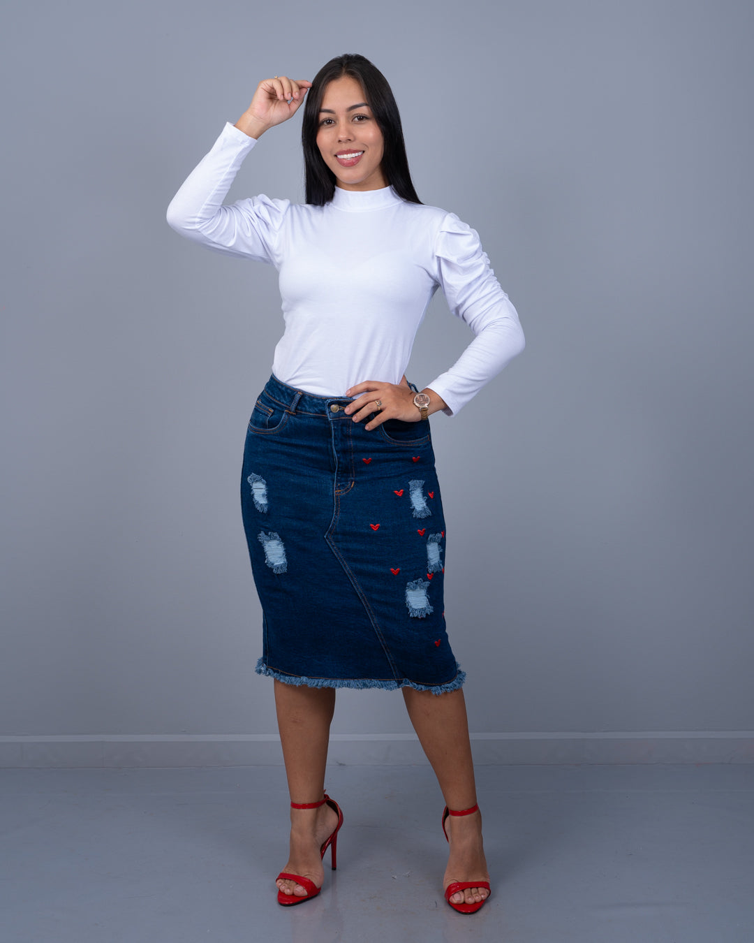 Blusa Bombacha Manga Larga Cuello Tortuga Tela Algodón ref. 3852 en blanco, ropa cristiana femenina