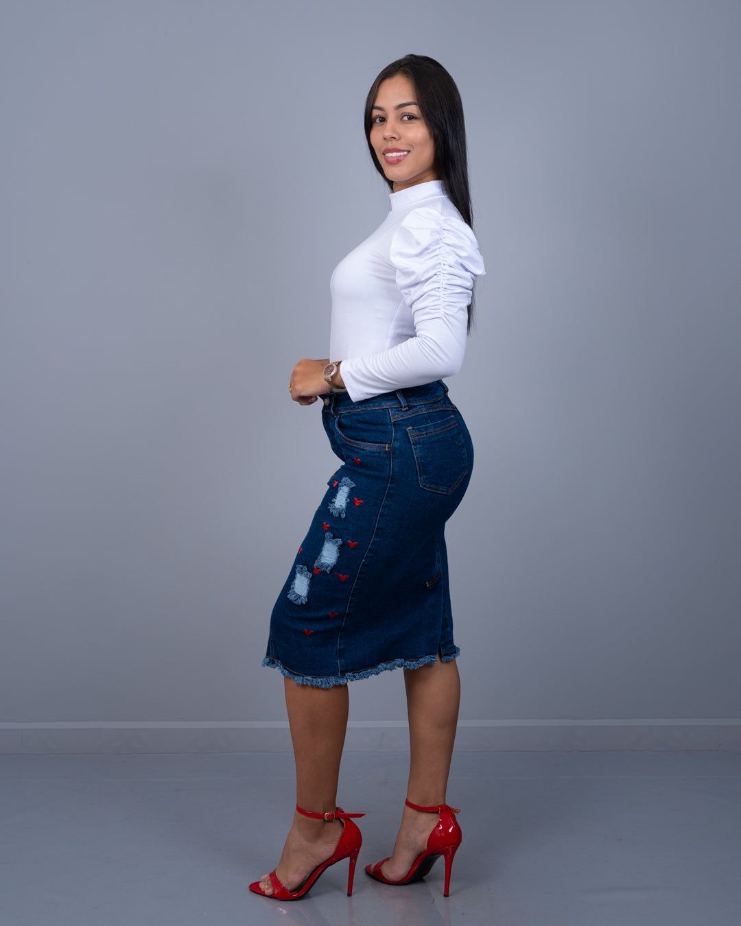 Blusa Bombacha Manga Larga Cuello Tortuga Tela Algodón ref. 3852 en blanco, ropa cristiana femenina