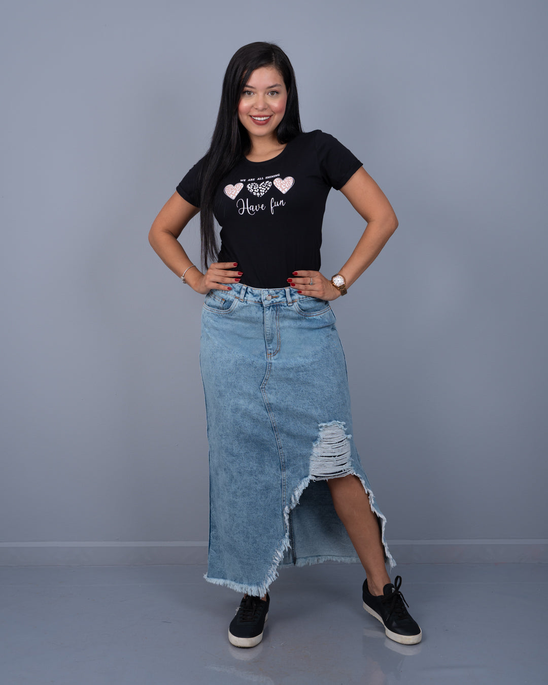 Blusa Varios Estampados Tela Algodón ref. 3872 en negro, ropa cristiana femenina