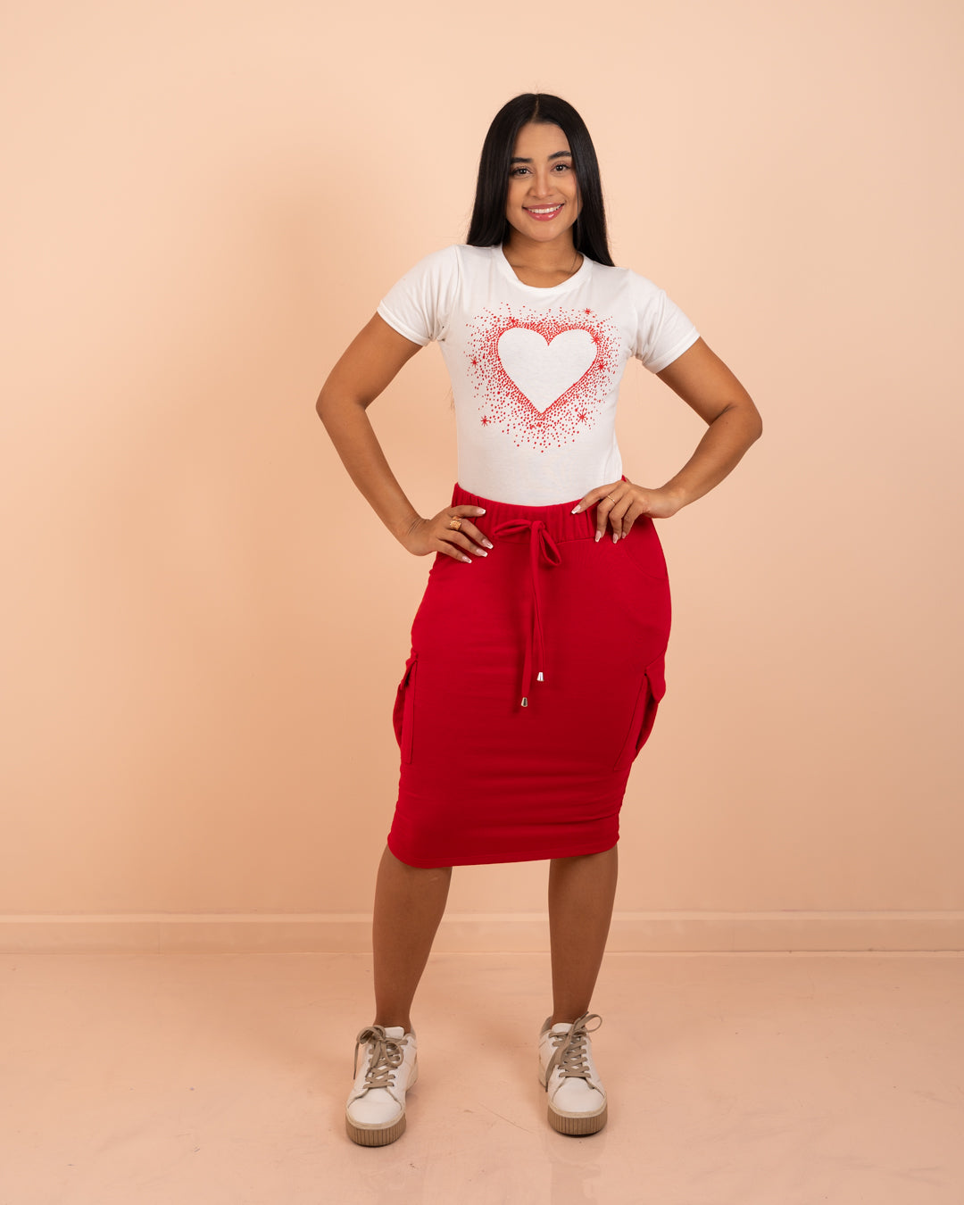 Conjunto 2 piezas Corazón ref. 3908 en rojo, moda cristiana femenina