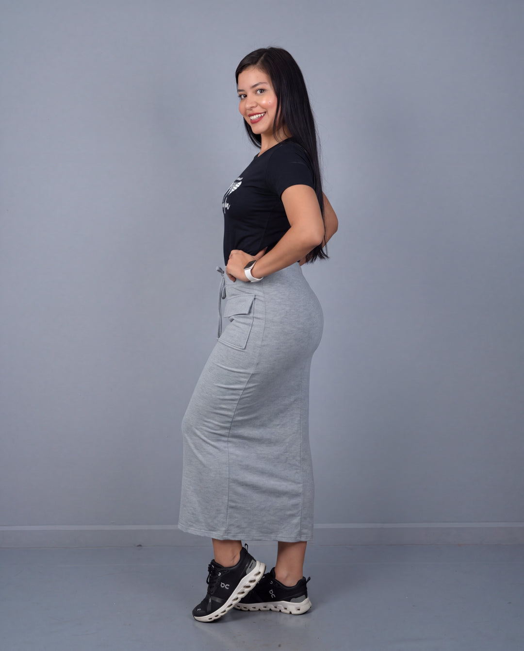 Falda Deportiva Canillera Tela Burda ref. 3959 en gris, ropa cristiana femenina