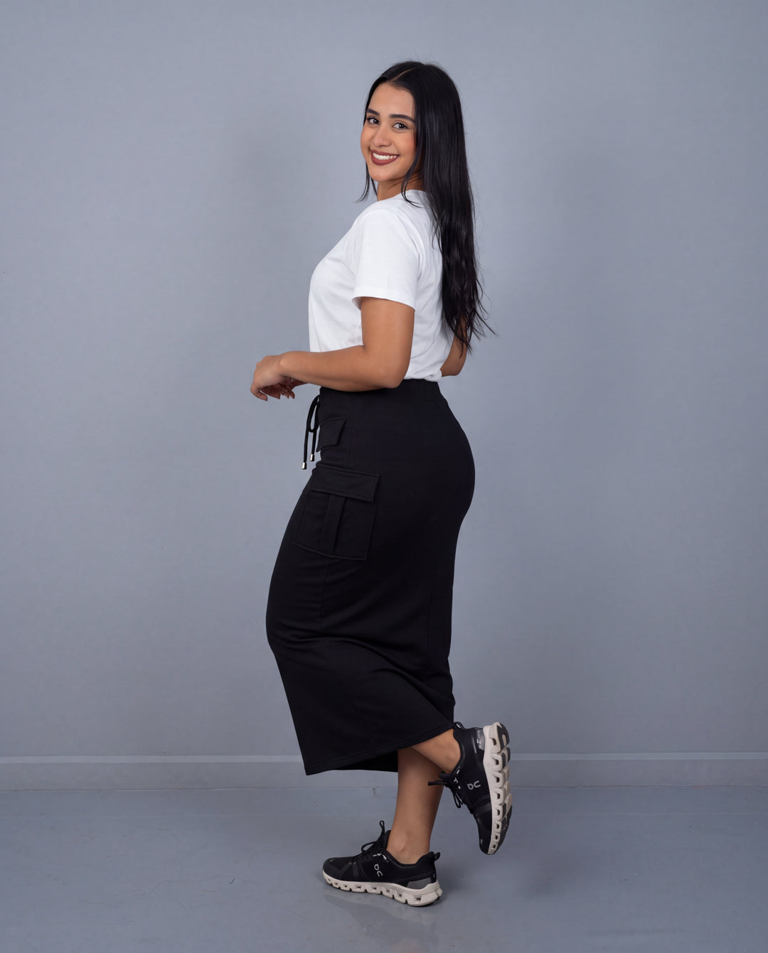 Falda Deportiva Canillera Tela Burda ref. 3959 en negro, ropa cristiana femenina
