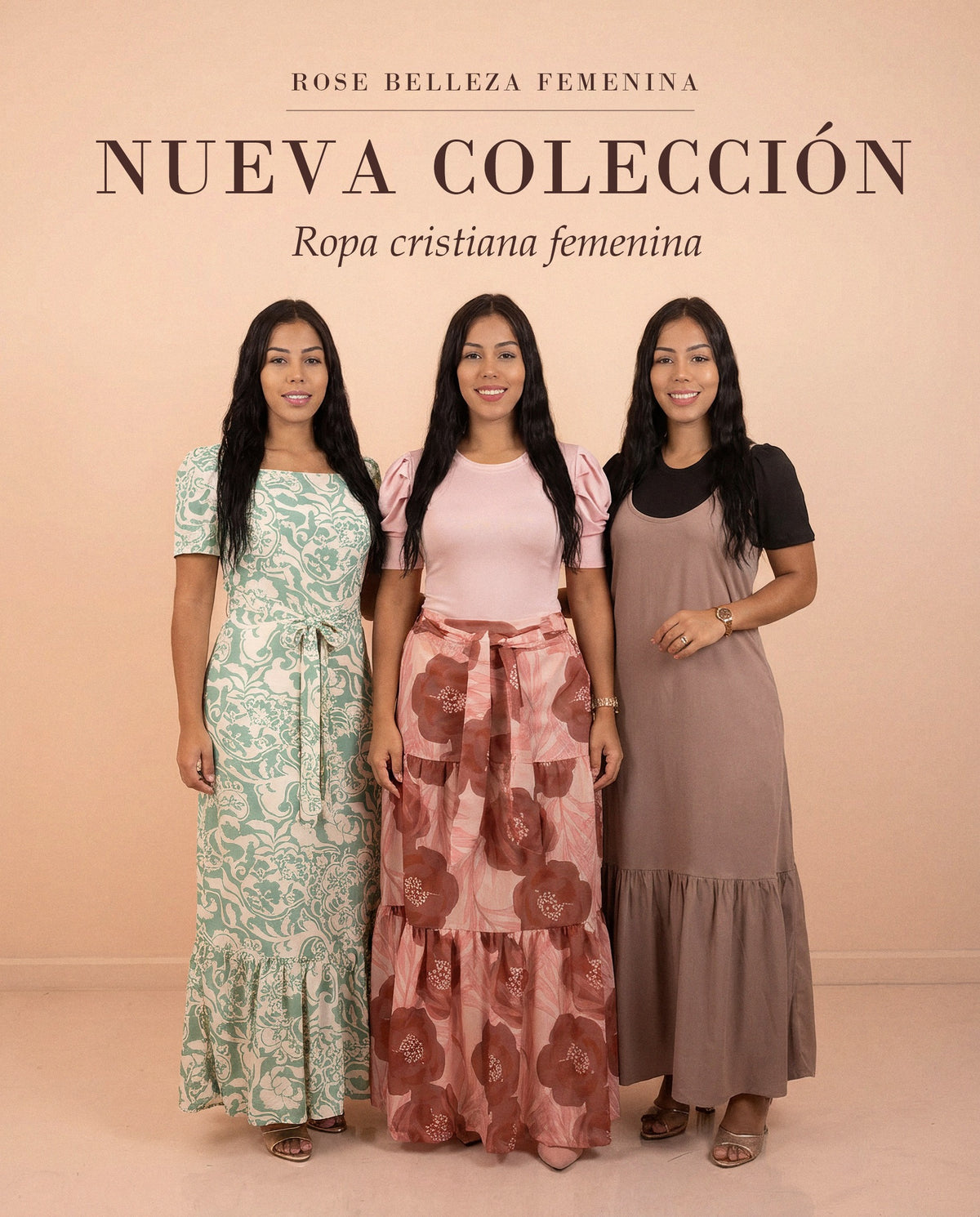 Nueva colección de ropa cristiana femenina Rose Belleza Femenina: vestidos y faldas largas para la iglesia
